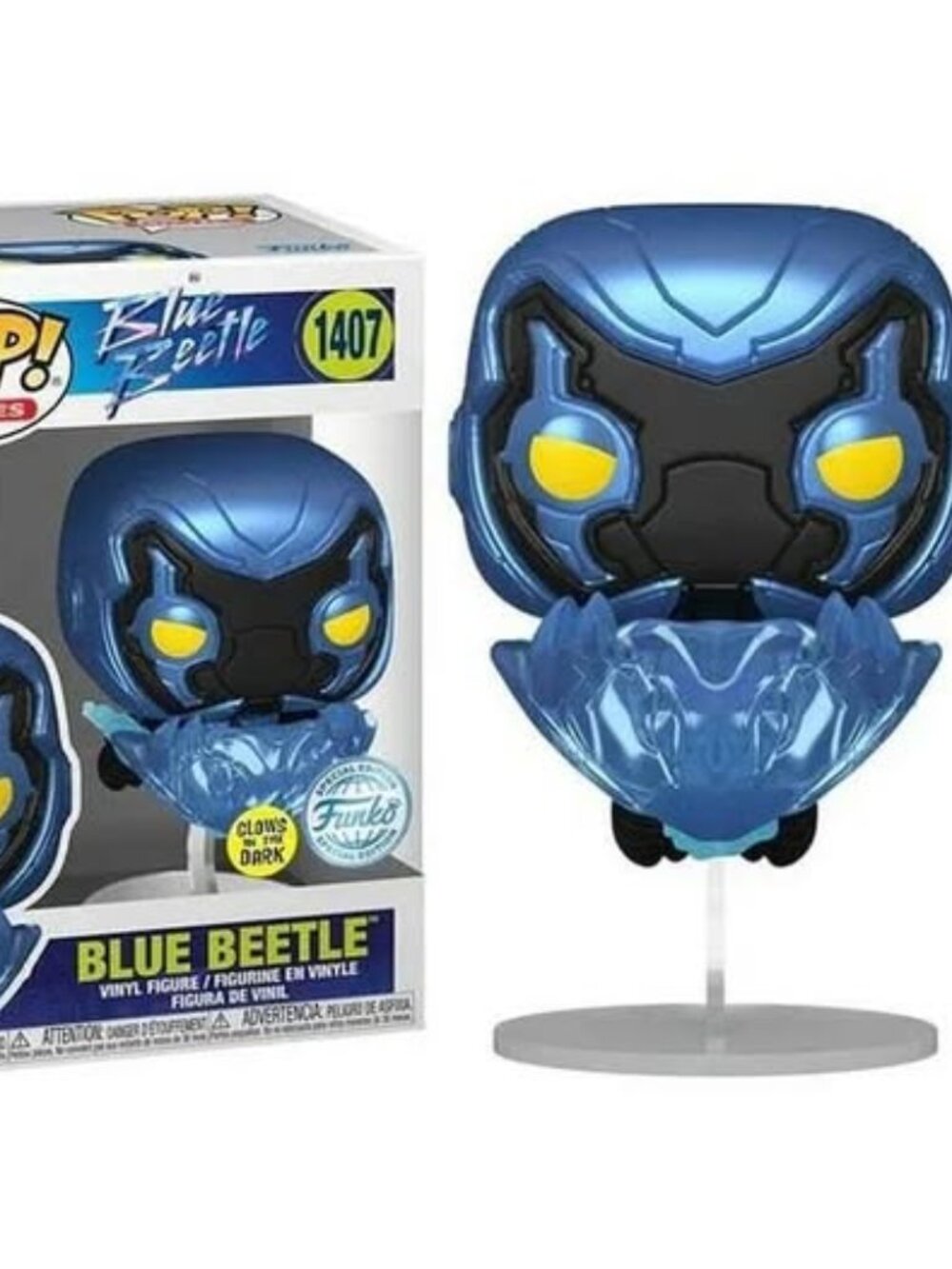 Funko Blue Beetle (2023) - Blue Beetle in Flight Glow US Exclusive Pop! Vinyl.